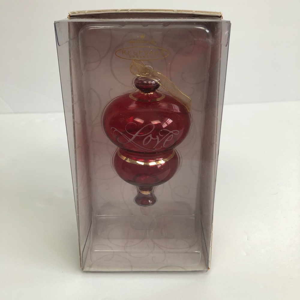 Hallmark Keepsake Love Etched Red Blown Glass Ornament